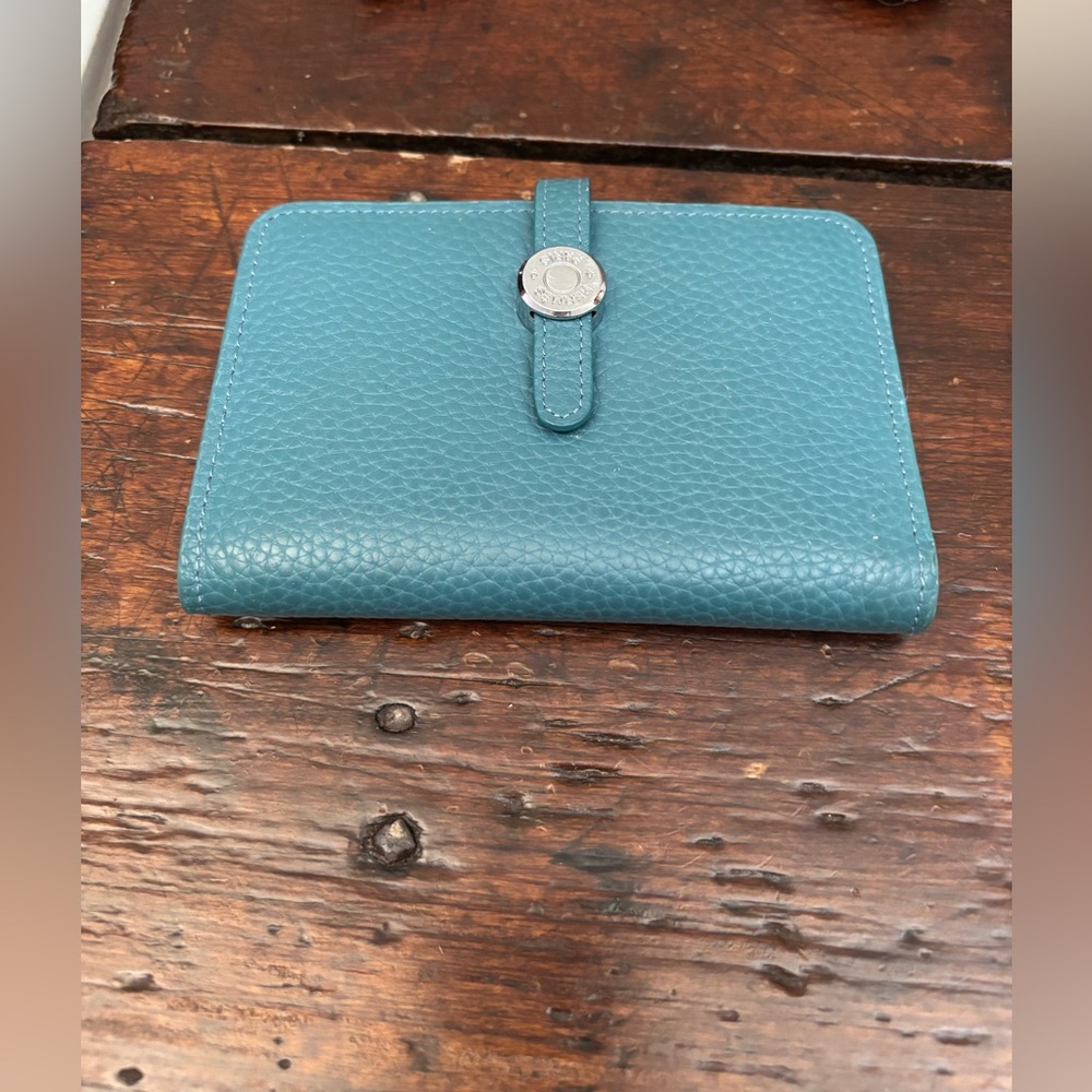 Hermes Teal Leather Card Holder
